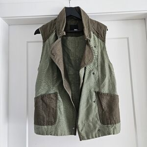 Aritzia Wilfred Free Army Green Linen Vest Small Oversized
